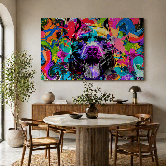 Tableau Chien Pop Art Coloré – Style Street Art Vibrant