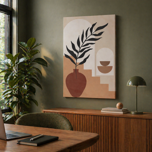 Feuille Vase Abstraite – Tons Neutres