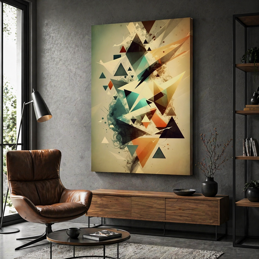 Tableau Abstrait Géométrique – Harmonie de Formes et Couleurs Douces