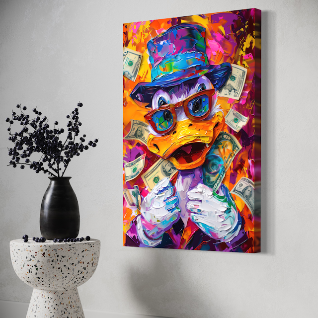 Peinture Pop Art Canard Bling – Explosion de couleurs & vibes money