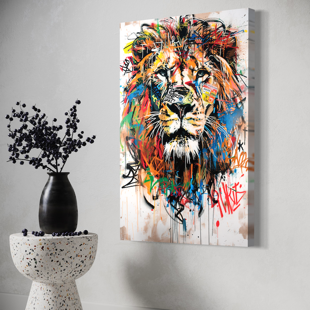 Lion Graffiti Royal – Rugissement sauvage en couleurs