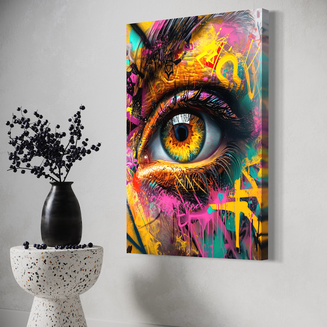Œil Graffiti Intense – Regard hypnotique aux couleurs éclatantes