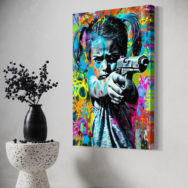 Art Graffiti Rebelle – Fillette Courageuse aux Couleurs Explosives