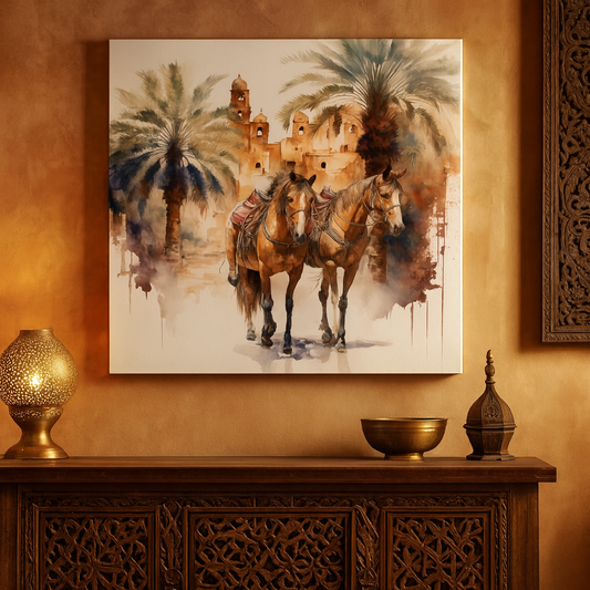 Chevaux devant la Kasbah