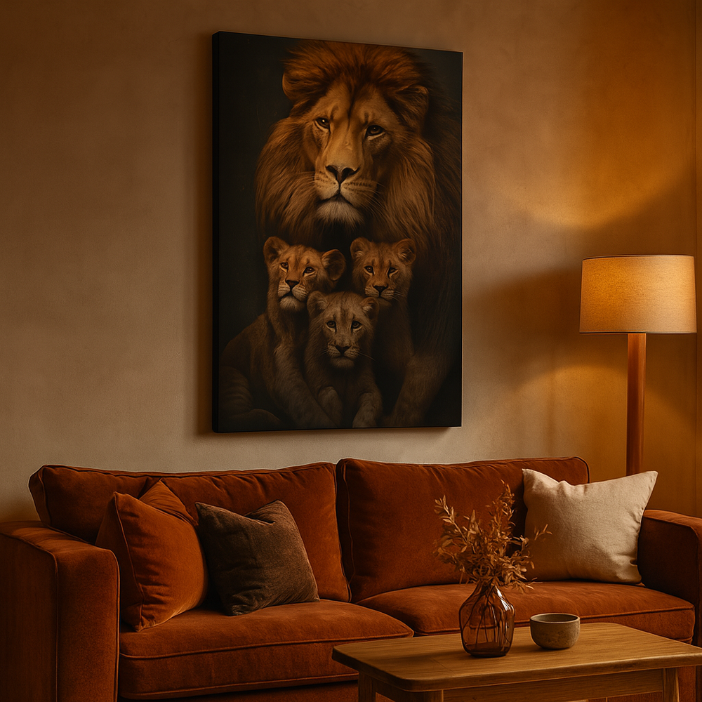 Tableau Lion family