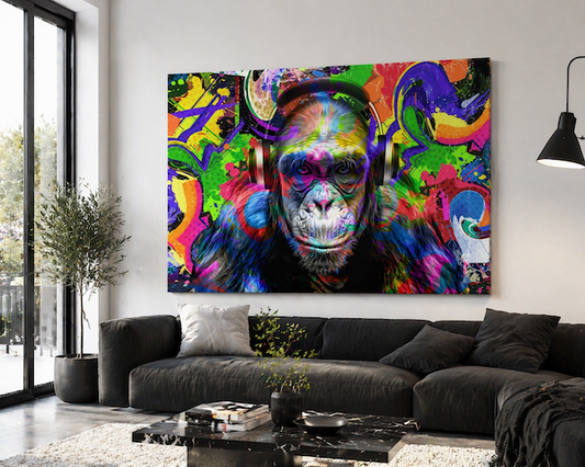 Tableau Singe Pop Art Électrique – Style Street Art Moderne