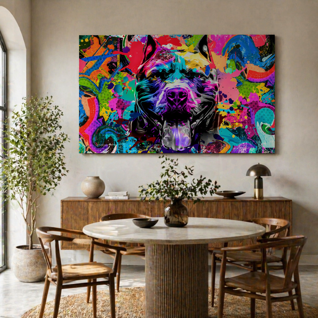 Tableau Chien Pop Art Coloré – Style Street Art Vibrant