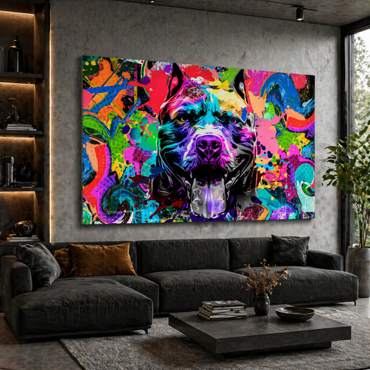 Tableau Chien Pop Art Coloré – Style Street Art Vibrant
