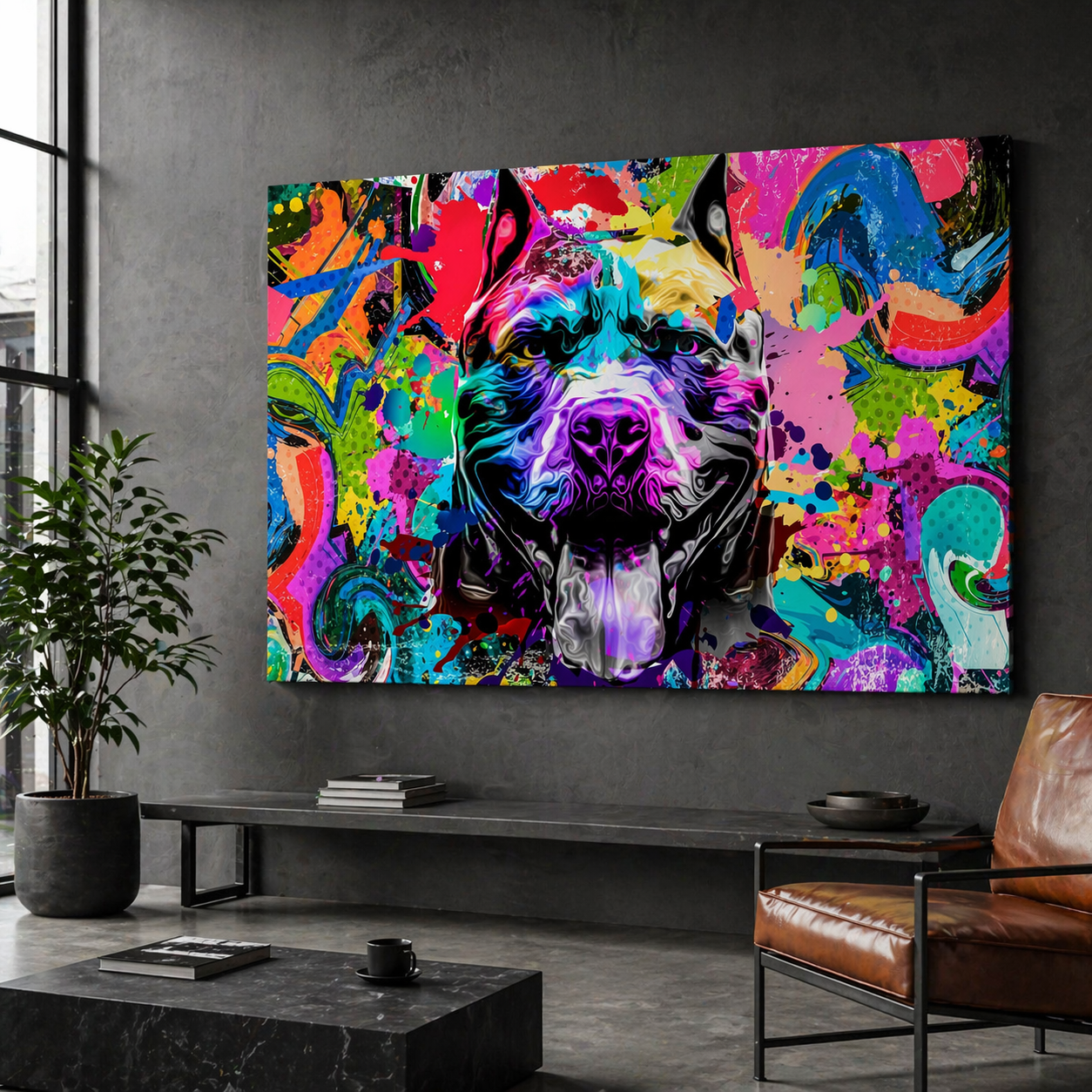 Tableau Chien Pop Art Coloré – Style Street Art Vibrant