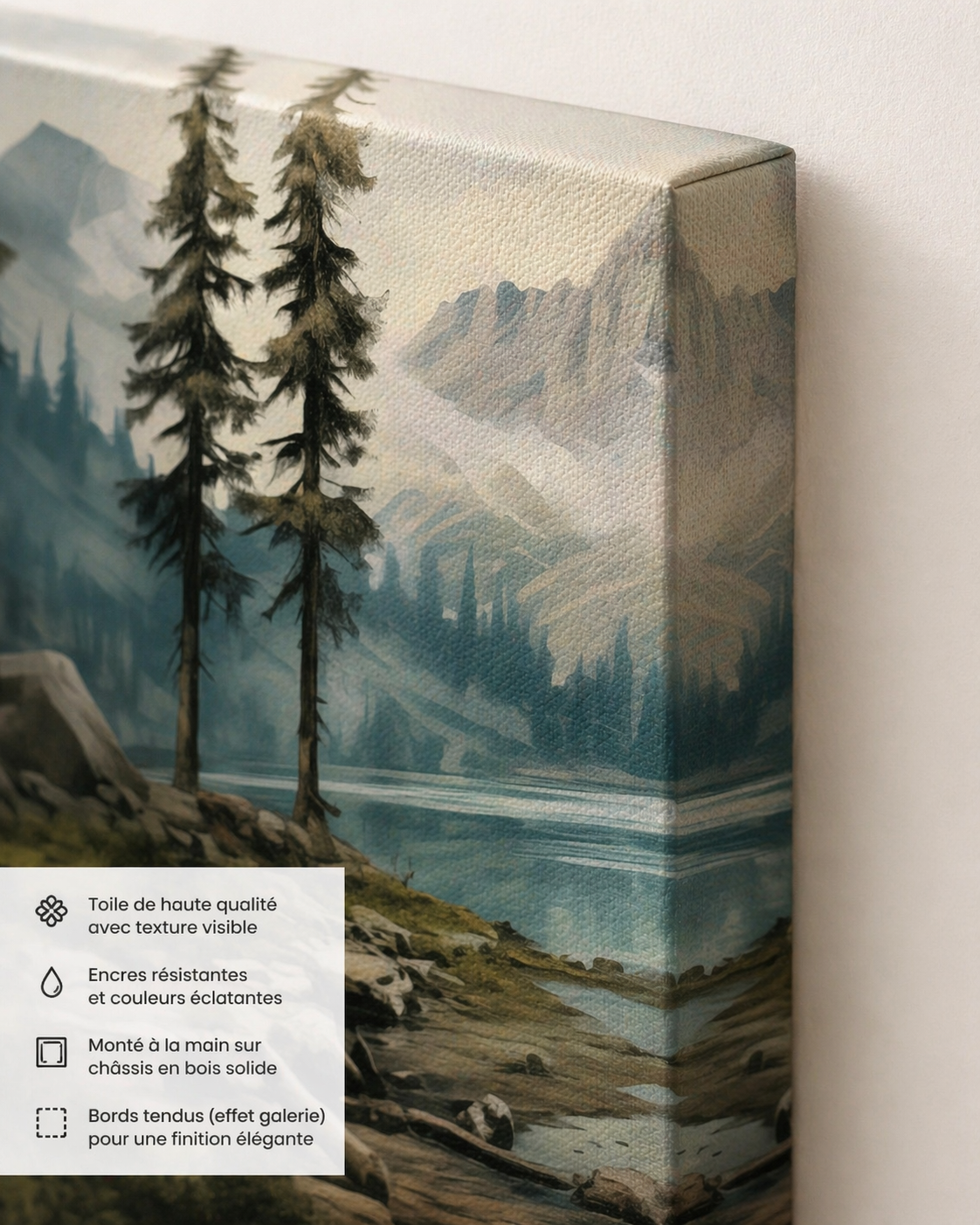Triptyque Paysage Nordique – Montagnes & Lac pour une ambiance sereine