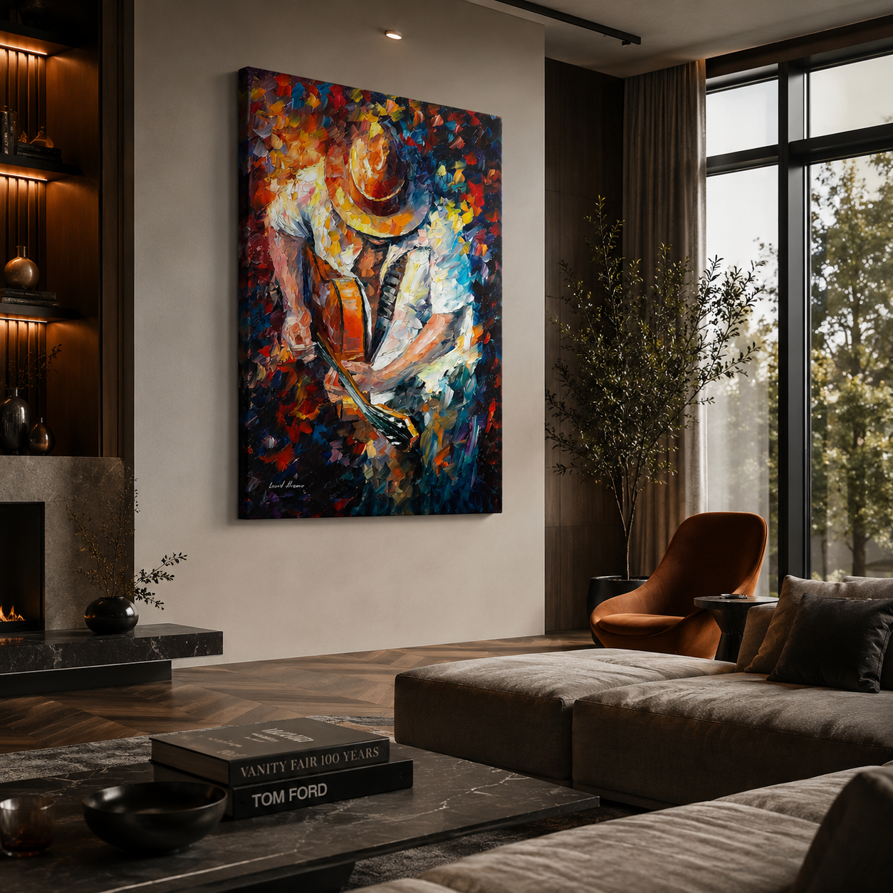 Tableau Guitariste Abstrait – Explosion de Couleurs et Émotion Artistique