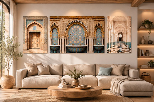 Triptyque Architecture Mauresque – Zelliges, Arches & Splendeur Artisanale