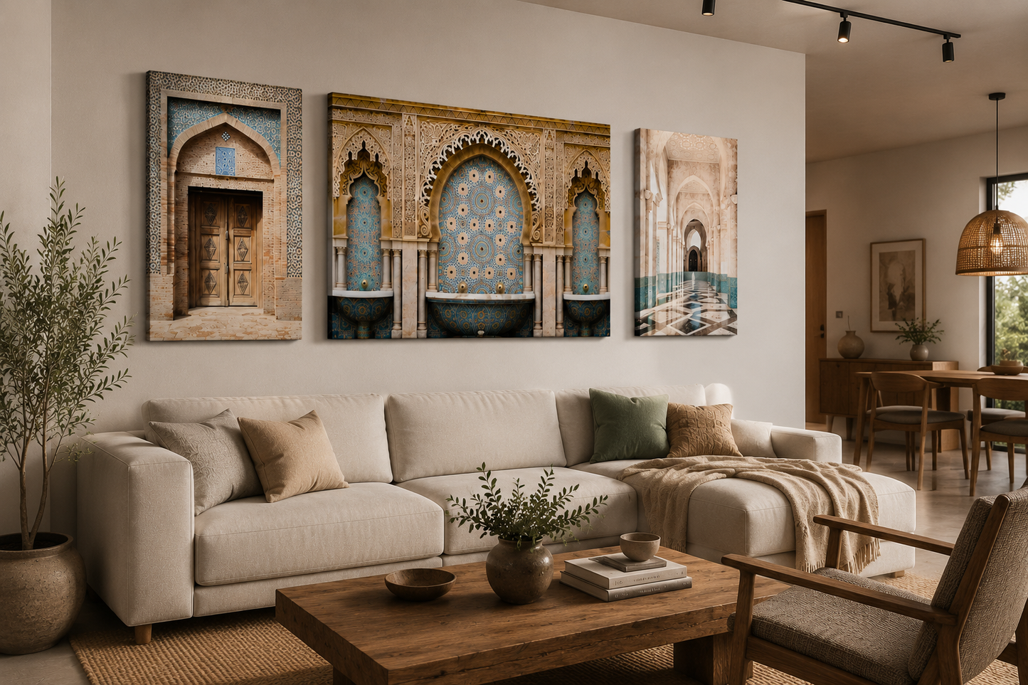 Triptyque Architecture Mauresque – Zelliges, Arches & Splendeur Artisanale