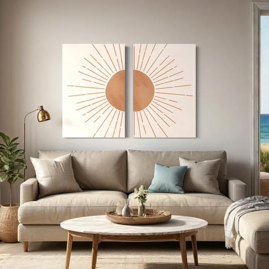 Duo Soleil Moderne – Rayons Terracotta pour une Atmosphère Chaleureuse