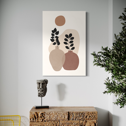 Botanique Minimaliste – Vases Terracotta & Foliage Noir