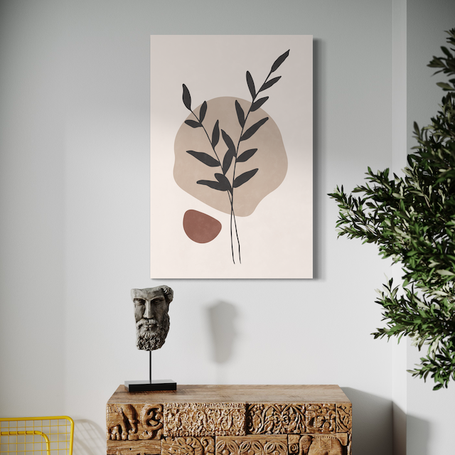 Feuille Abstraite – Formes Douces en Tons Neutres