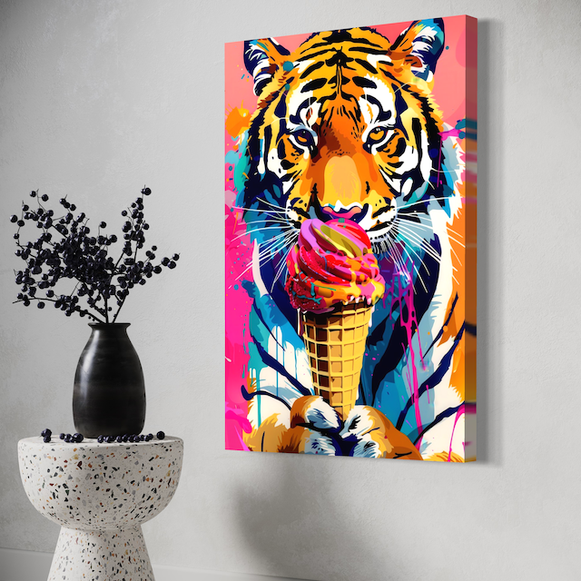 Tigre Pop Art – Fun & couleurs avec sa glace géante