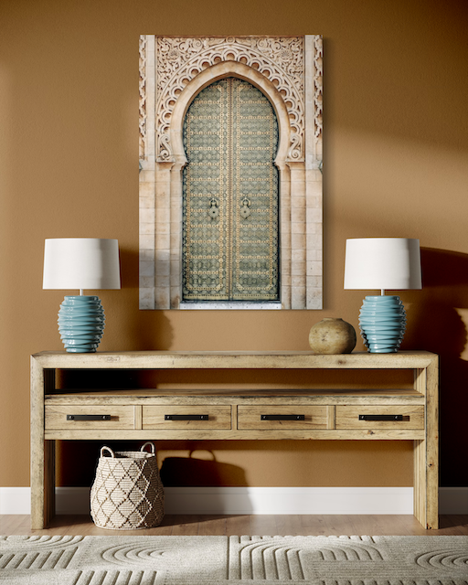 Porte Royale Marocaine – Sculptures Fines & Zellige Vert Émeraude