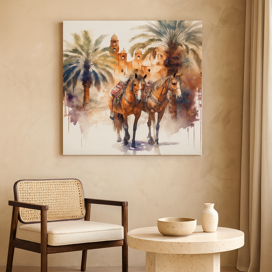 Chevaux devant la Kasbah