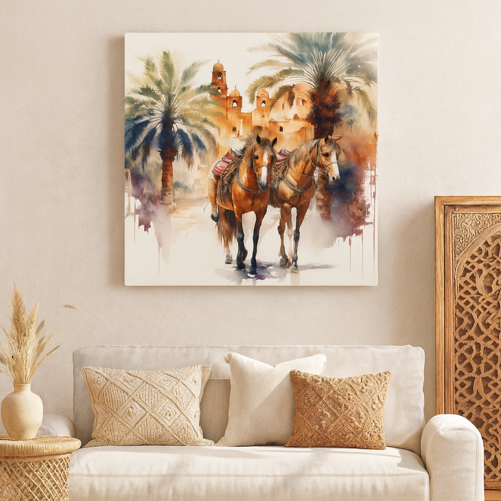 Chevaux devant la Kasbah