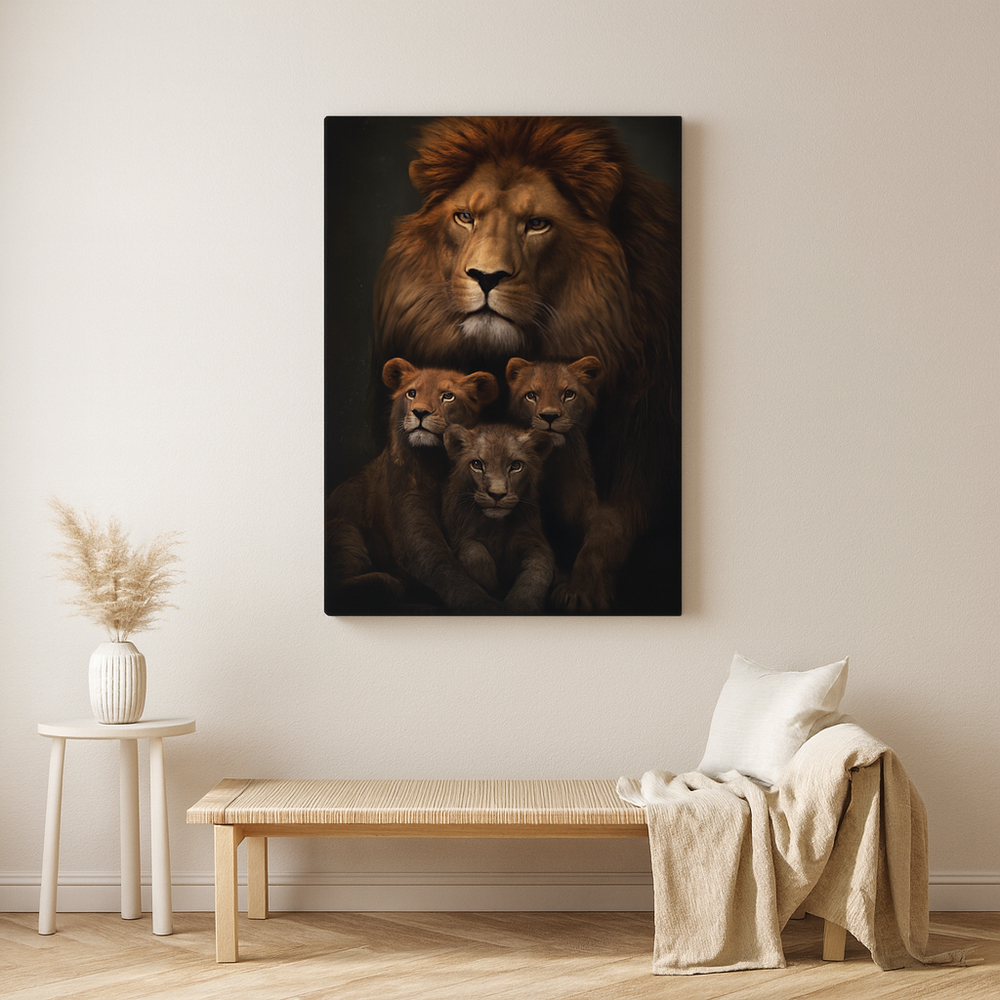 Tableau Lion family