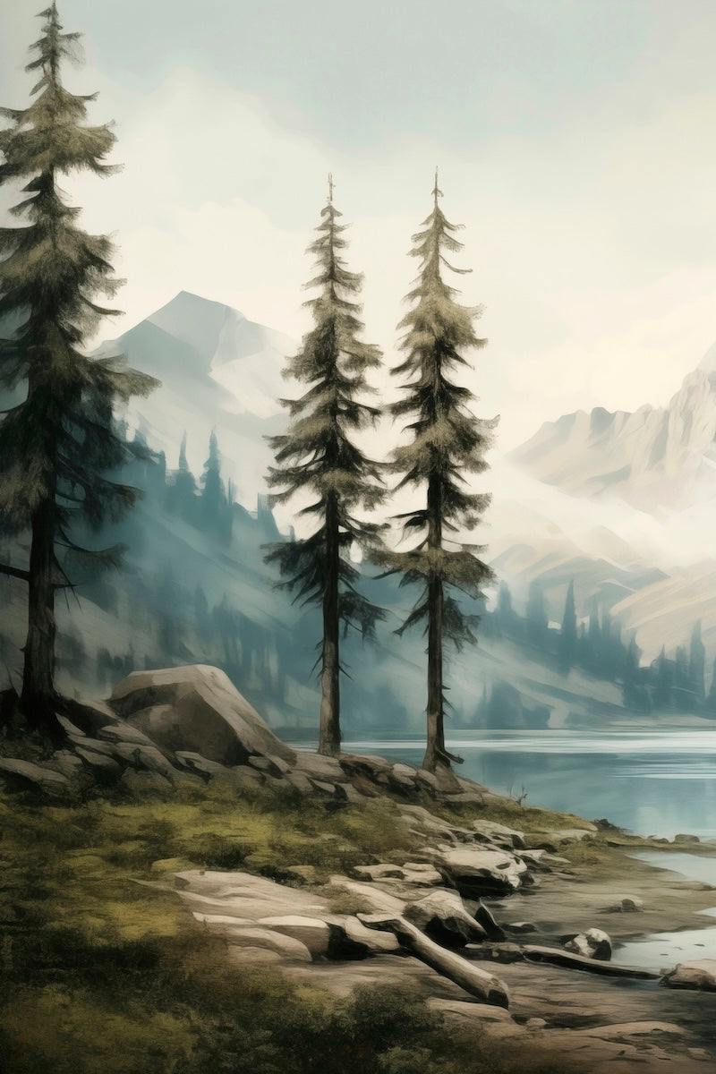 Triptyque Paysage Nordique – Montagnes & Lac pour une ambiance sereine
