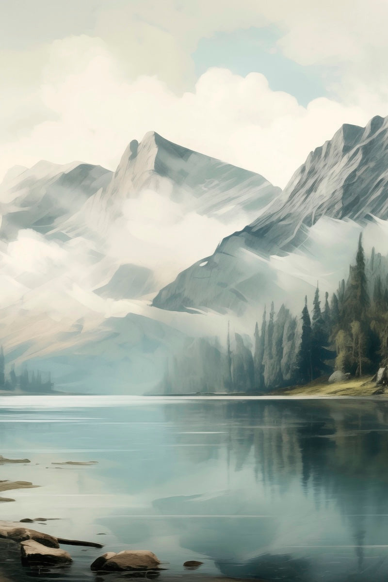 Triptyque Paysage Nordique – Montagnes & Lac pour une ambiance sereine